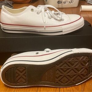 Converse White Low-Top Sneakers with Red Trim